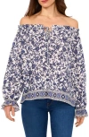 Cece Off The Shoulder Long Sleeve Top In Multi