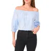 Cece Off-the-shoulder Puff Sleeve Top In Windsurfer Floral