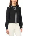 Cece Open Collar Button Front Top In Black