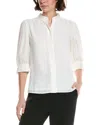 Cece Open Collar Top In White