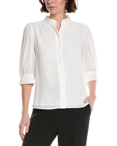 Cece Open Collar Top In White