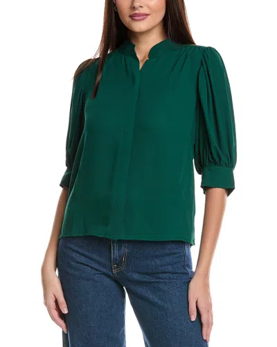 Cece Open Collar Top In Green