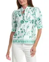 Cece Open Collar Top In White