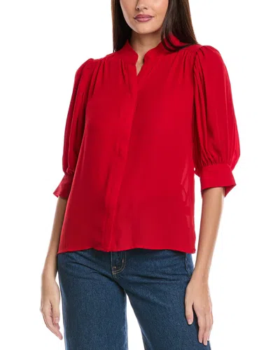 Cece Open Collar Top In Red