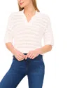 Cece Open Knit Polo Sweater In White