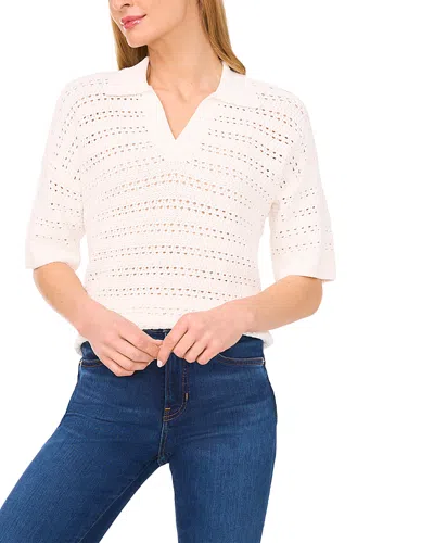 Cece Open Knit Polo Sweater