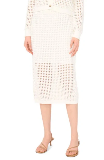 Cece Open Stitch Midi Skirt In White