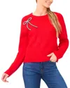 Cece Oversized Bow Applique Sweater In Red