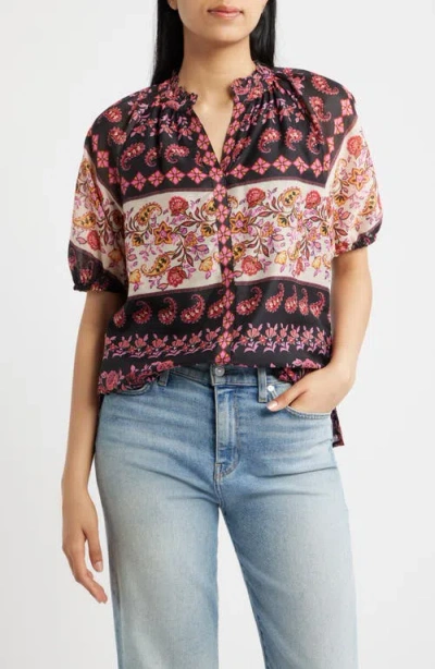 Cece Paisley Floral Print Top In Multi