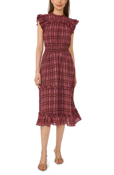 Cece Paisley Flutter Sleeve Midi Dress In Multi