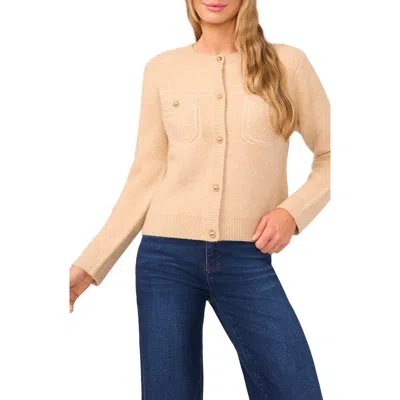Cece Patch Pocket Cardigan In Sand