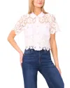Cece Patch Pocket Short Sleeve Button Down Blouse In White