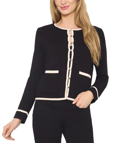 CECE CECE PATCH POCKET TIPPING CARDIGAN