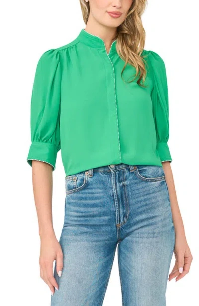 Cece Pearce Puff Sleeve Top In Green