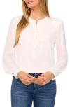 Cece Button Front Blouse In New Ivory White