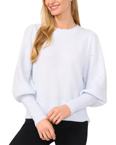 Cece Pearl Sleeve Sweater In White