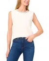 Cece Scalloped Pintuck Pleat Sleeveless Crepe Top In White