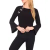 Cece Pearly Bow Knit Top In Black