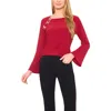 Cece Pearly Bow Knit Top In Red
