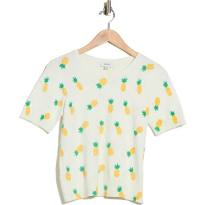 Cece Pineapple Short Sleeve Sweater In Neutral