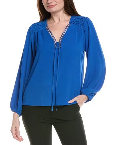 Cece Pintuck Blouse In Blue