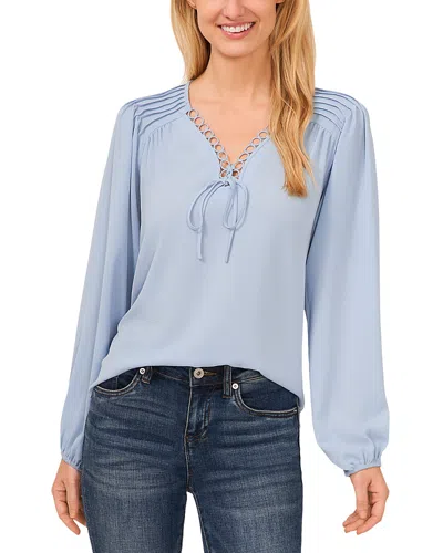 Cece Pintuck Blouson Sleeve Blouse In Blue Air