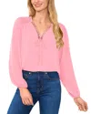 Cece Pintuck Blouson Sleeve Blouse In Confetti Pink