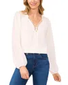 Cece Women's Circular Trim Pin-tuck Long Sleeve Blouse In New Ivory
