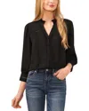 CECE PINTUCK DETAIL BUTTON-DOWN BLOUSE
