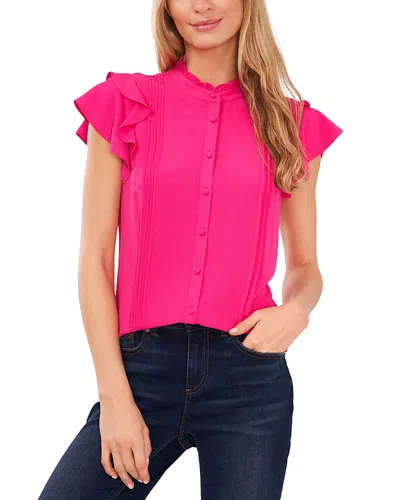 Cece Pintucked Button Front Blouse In Pink