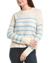 Cece Placement Stripe Pullover Sweater In Neutral