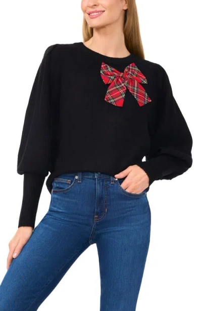 CECE CECE PLAID BOW SWEATER
