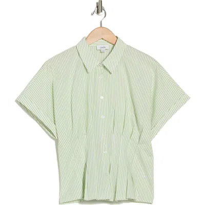 Cece Pleat Waist Top In Green