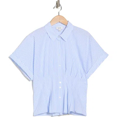 Cece Pleat Waist Top In Blue