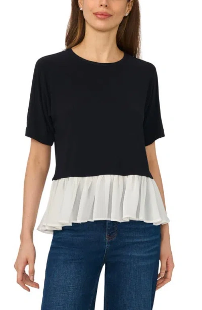 Cece Pleated Hem Stretch Jersey Top In Multi