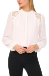 Cece Pleated Lace Georgette Button-up Shirt In New Ivory