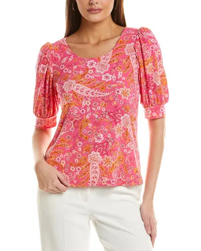 Cece Pleated Puff Sleeve Top In Pink
