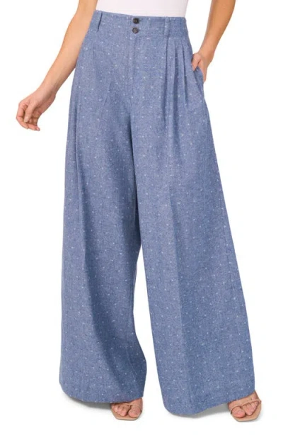 Cece Pleated Wide Leg Pants In Niagara Blue