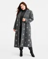 Cece Plus Size Single-breasted Sparkle Boucle Maxi Coat In Gray
