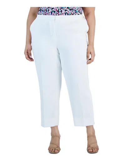 Cece Plus Womens Textured Pique Trouser Pants In White