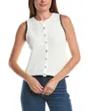 Cece Pointelle Button Up Top In White