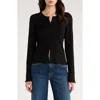 Cece Button Front Sweater In Black