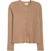 Cece Pointelle Cardigan In Brown