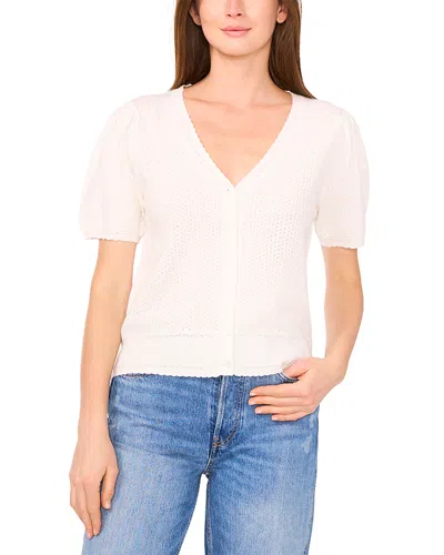 Cece Pointelle Knit Short Sleeve Cardigan