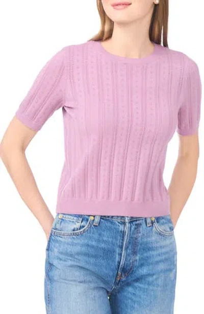 Cece Pointelle Knit Sweater In Pink