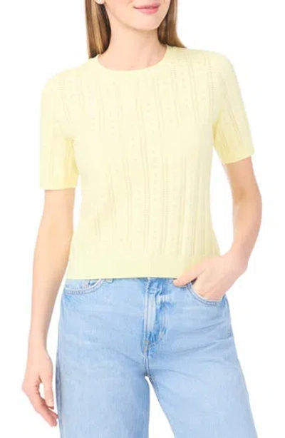 Cece Pointelle Knit Sweater In Yellow