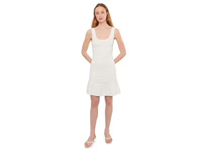 Cece Pointelle Square Neck Sleeveless Dress In Neutral