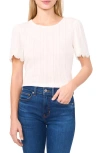 Cece Pointelle Stitch Scalloped Cuff Cotton Blend Top In New Ivory