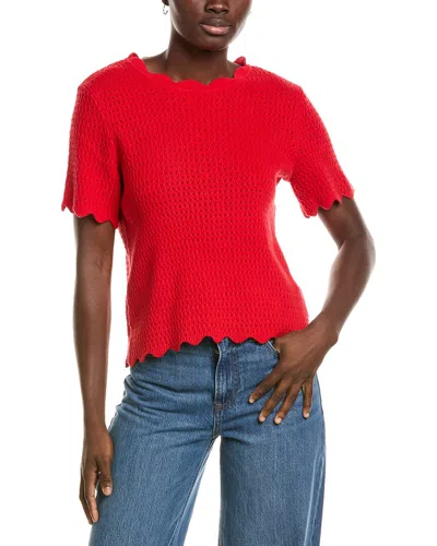 Cece Pointelle Sweater In Red