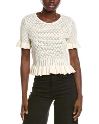 Cece Pointelle Sweater In White